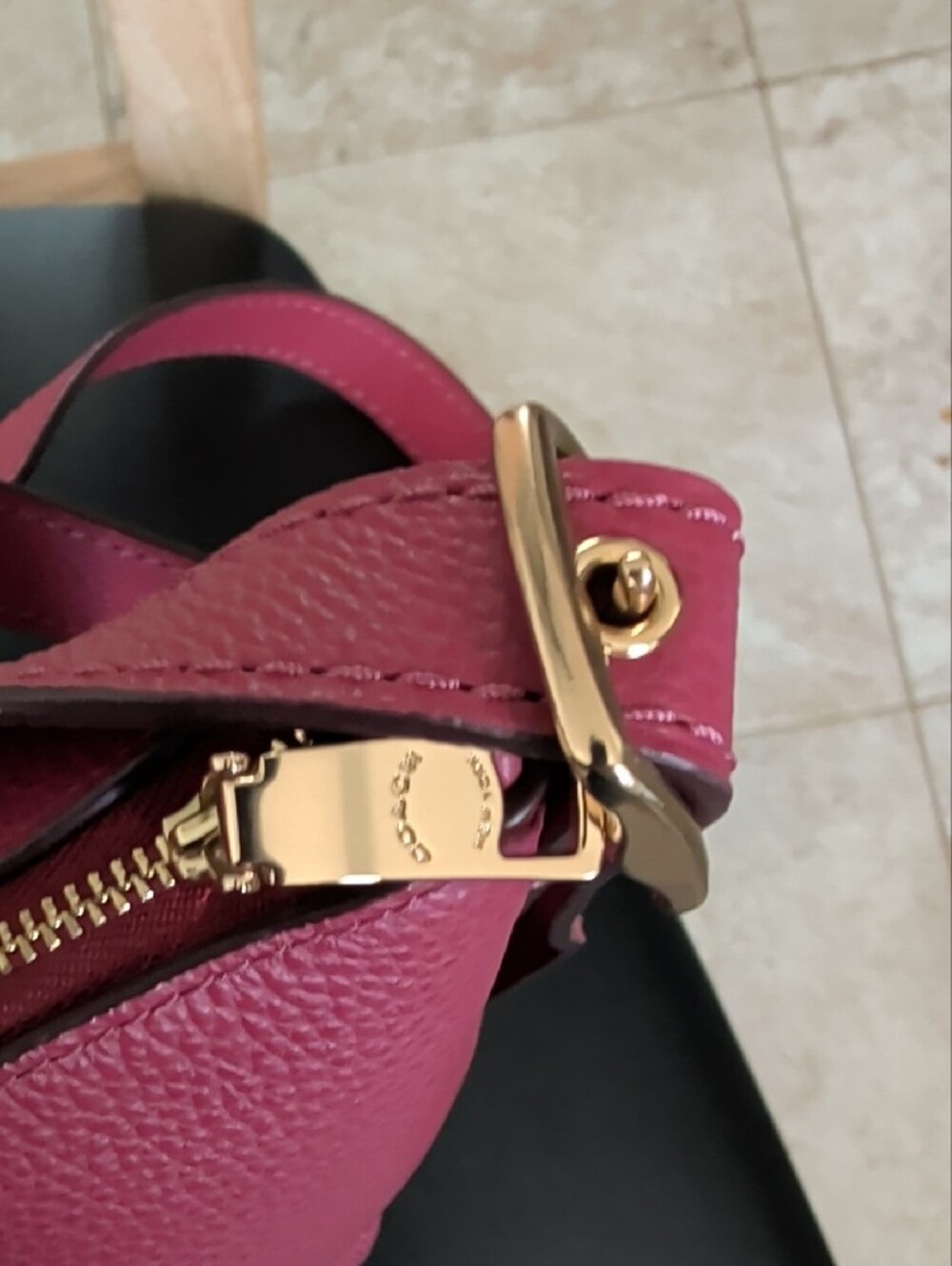 Coach Pebbled Leather Dufflette Hobo Dark Berry (21377) NWOT - Picture 9 of 13